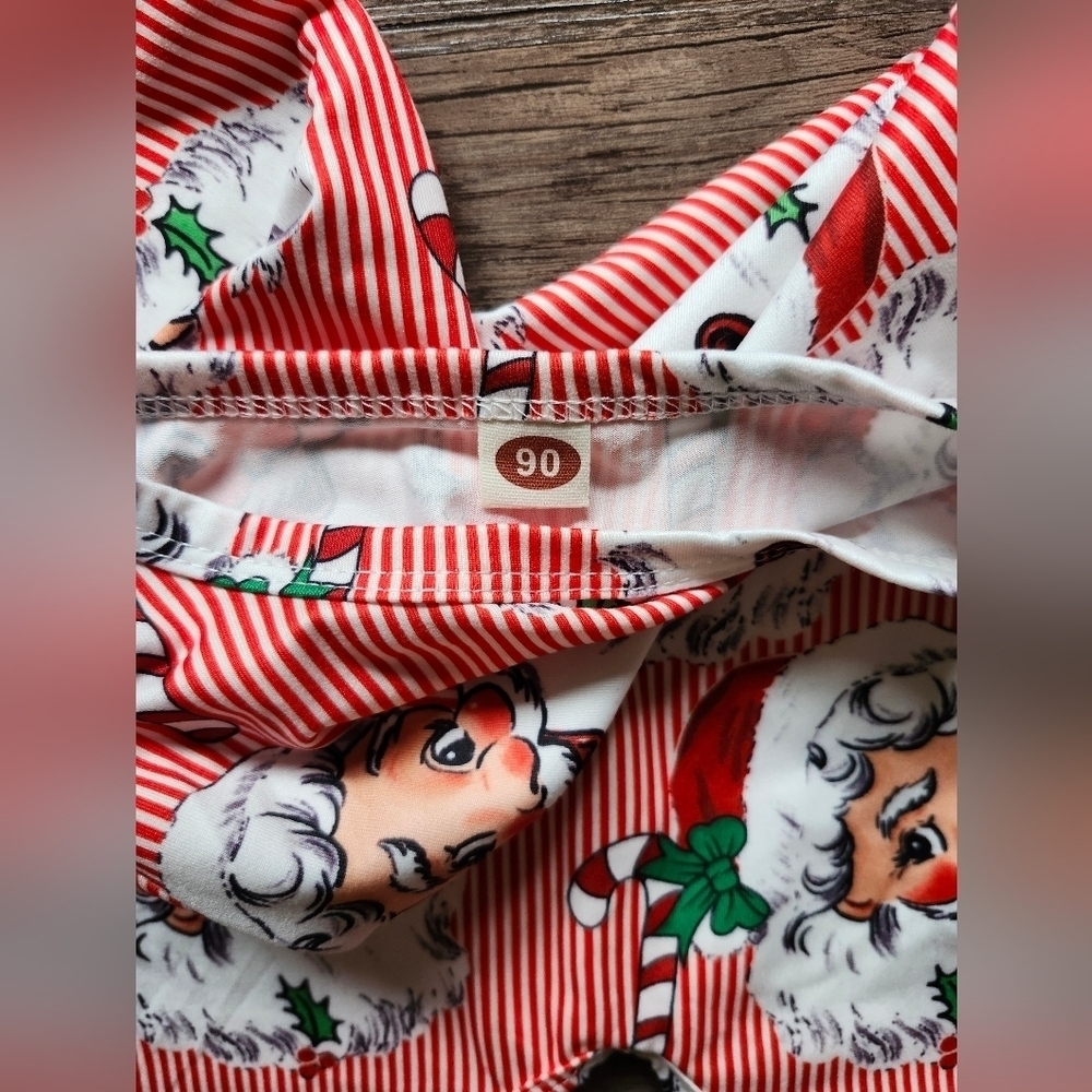 Boutique 2t Festive Santa Striped Ruffle Romper - Picture 5 of 5